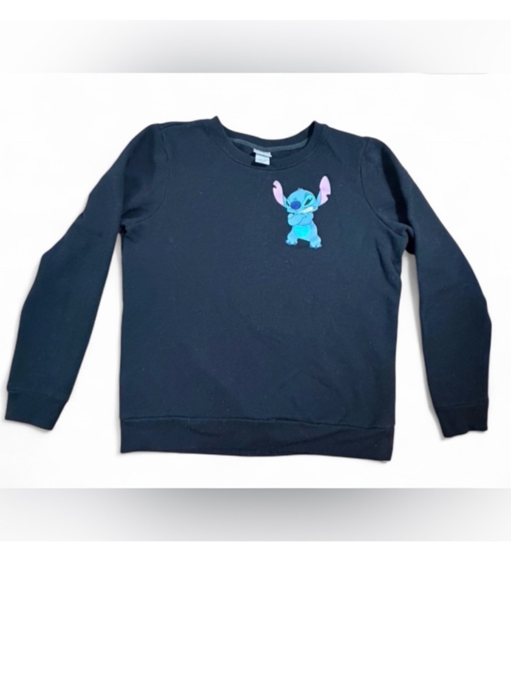 Disney Lilo & Stitch Sweatshirt Women’s Medium Black Stitch Graphic Crewneck